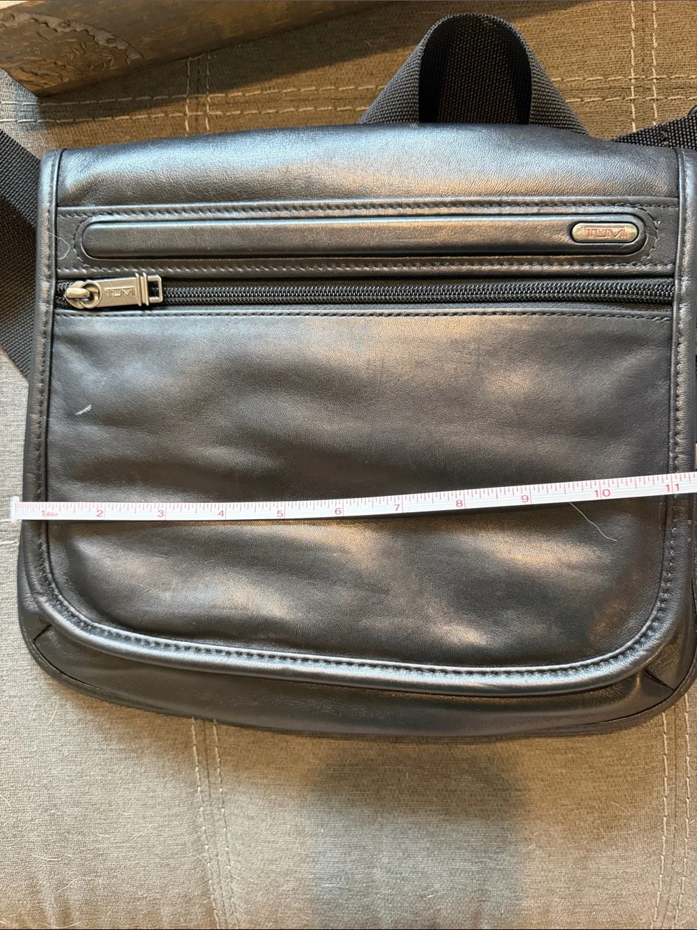 Tumi Black Leather Small Messenger Crossbody
